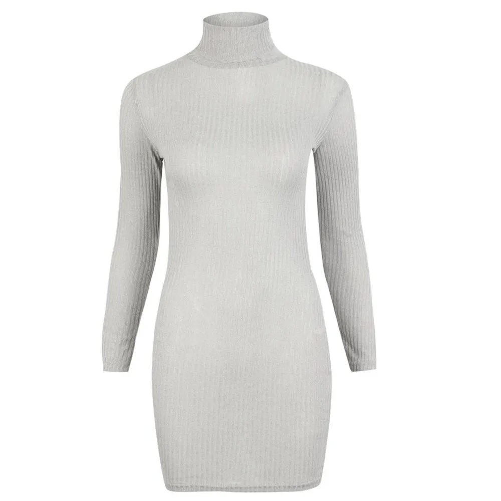 Jaycosin Fashion Womens Casual Long Sleeve Jumper Turtleneck Sweaters Dress Elegant Lovely Chic Comfy Jumper Top Blouse