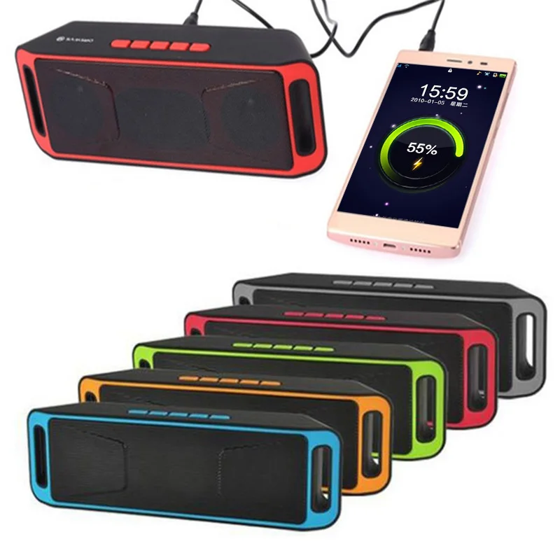 Reproductor de MP3, tarjeta TF USB, Altavoz Bluetooth Altavoz inalámbrico portátil, inalámbrico, altavoz portátil de bajos altos