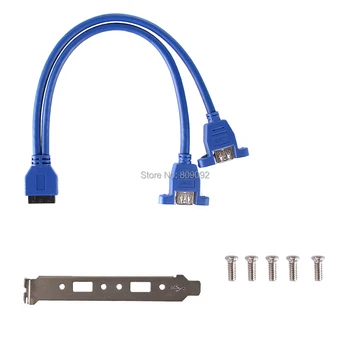

Double Dual Port USB 3.0 Female Screw Mount Panel Type to Motherboard 20Pin extension Cable for PC computer