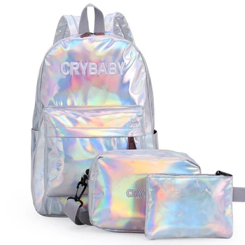 

2019 New Style Women Backpack Three-Piece Laser Multipurpose Bag Women PU Fashion Student Backpack Multipurpose Backpack