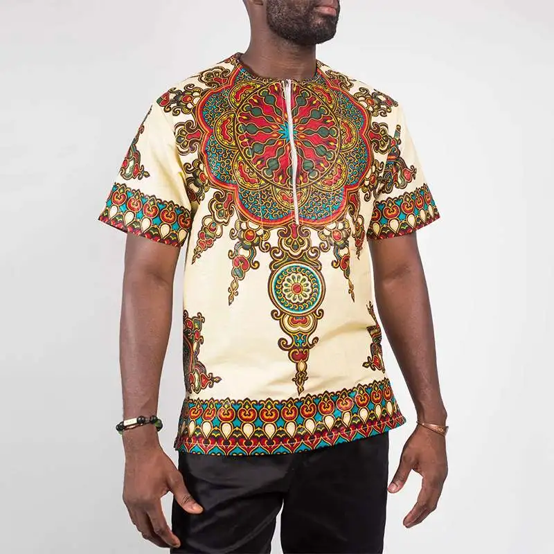 

INCERUN Men Short Sleeve Ethnic Style Printed Shirts Fashion African Dashiki Kaftan Shirt Summer Traditional Zipper Blouse S-5XL