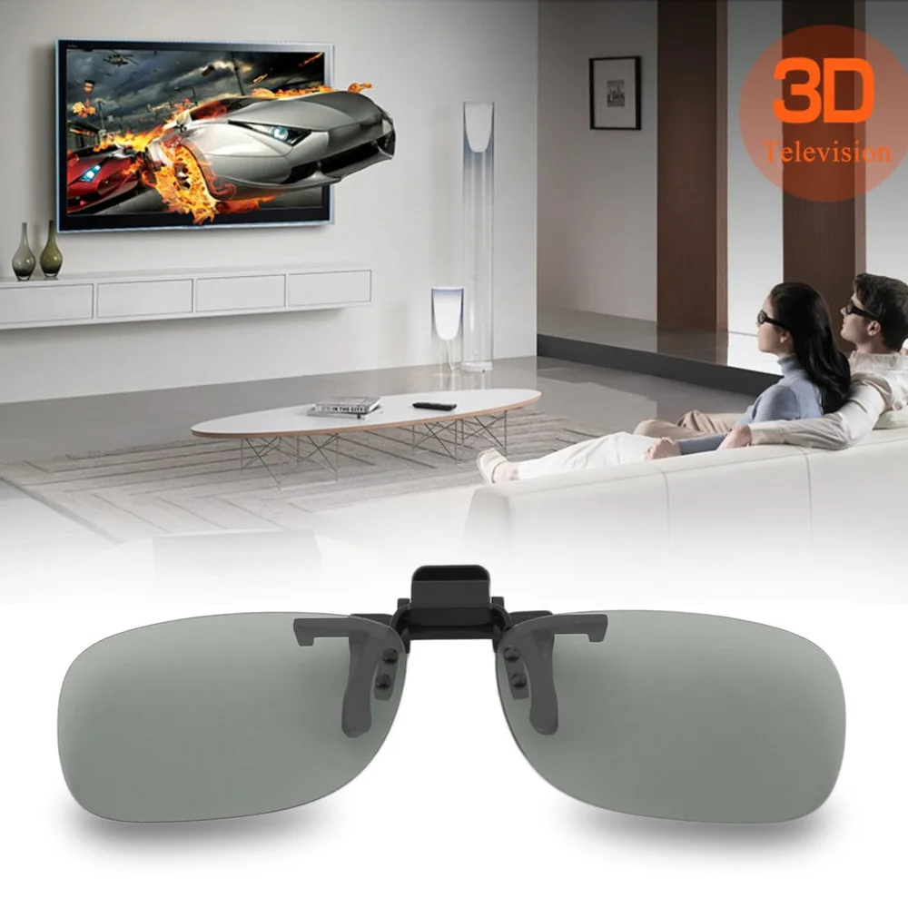 Professional 3D Light Weight Man Woman Clip On Type Passive Circular 3D Glasses Clip For 3D TV Movie Cinema