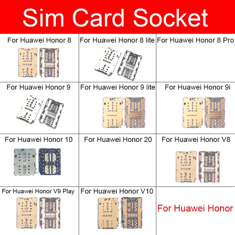 Держатель адаптера для sim-карты Huawei Honor 8 9 9I 10 20 V8 V9 V10 Play Lite Pro устройство чтения