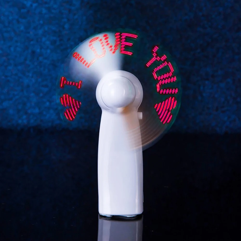 Портативный светодиодный светильник, маленький вентилятор с надписью love, подарок, летний охлаждающий вентилятор, портативный мини-вентилятор со вспышкой и надписью power message, гаджет