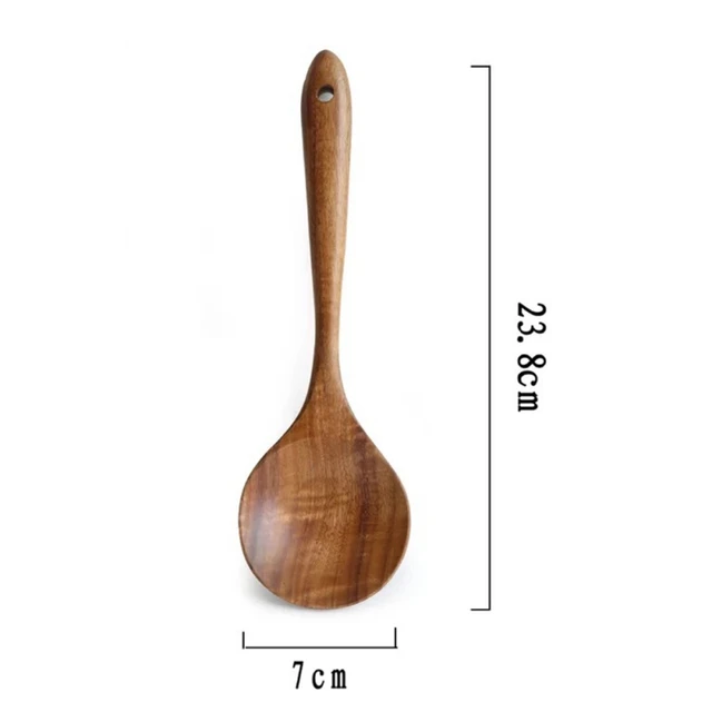 5 pcs Bamboo Wooden Spoon Kitchen Cooking Utensil Soup Teaspoon Catering O6F7