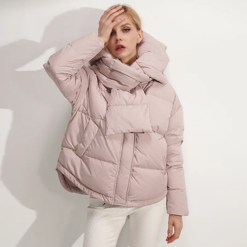 

2019 New Winter High-end Women's Fashion neck Design quality Duck velvet coat woman keeps warm down jacket woman