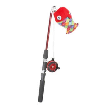 

Retractable Cat Toy Fish Type Telescopic Feathers Funny Cat Stick Pet Toy Cat Rods Simulation Fishing Rod