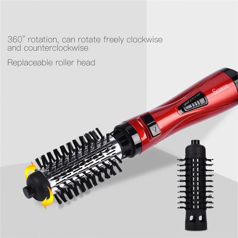 2 in 1 Professional 220V Auto Rotary 1000W Hair Blow Dryer Hair Curler Comb Hot Air Brush Straightener Styling Tools