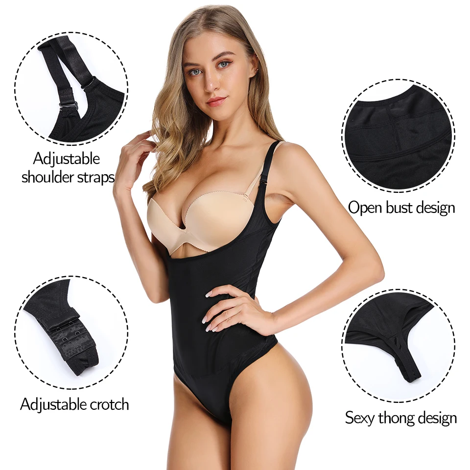 Women Body Shaper Bodysuit Thong Tummy Control