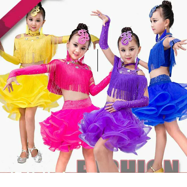 Borla Vestido De Baile Latino Para Niños Niñas Salsa Danza Latina