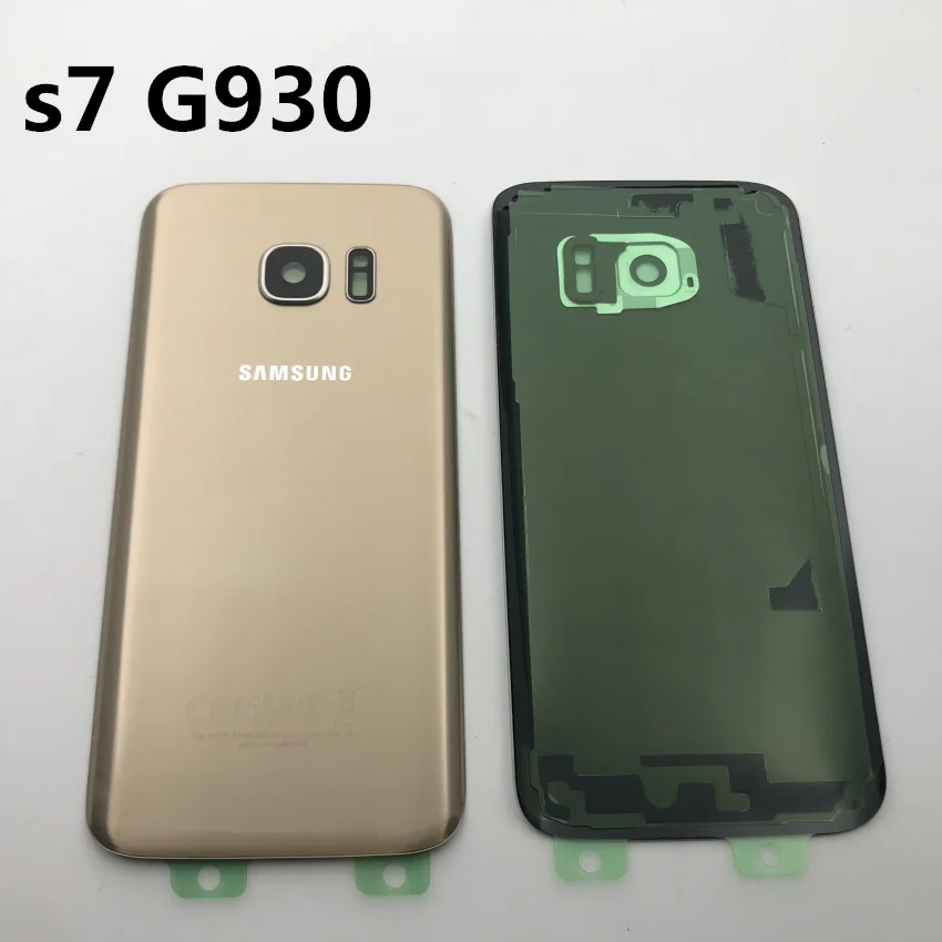 Samsung Galaxy S7 G930 S7 edge G935 Задняя крышка батареи корпус двери+ Ушная камера стеклянная рамка объектива Запасные части для ремонта - Цвет: s7 gold