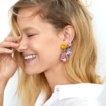 

Fashion artificial crystal gem earrings S925 Tremella needle earrings temperament earrings