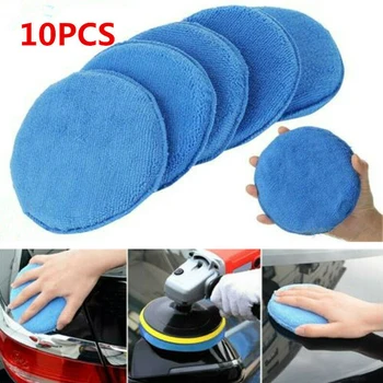 

Blue Polishing Pads Microfiber Sponge 12.5x2.5cm Set Parts Car Auto 10Pcs