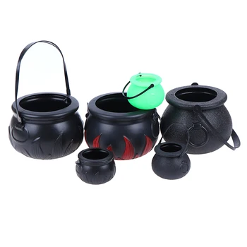 

1PCS Novelty Halloween Candy Pot Halloween Cauldron Halloween Bucket Ornament Skull Witch Toy