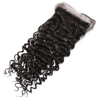 Rosabeauty 28 30 inch Deep Wave Bundles With Closure Peruvian Remy Human Hair Weaves Water Curly and 5X5 Lace Closure 4