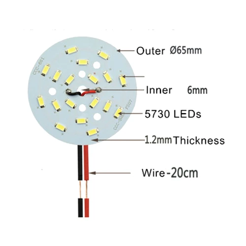 5 шт. SMD 5730 9 Вт 65 мм белый свет LED освещение доска панель источник бисера