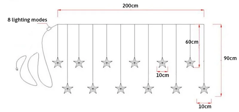 2,5 м Светодиодные Звездные сказочные гирлянды, наружные 100-240 В Светодиодные занавески, гирлянды для дома, праздника, вечеринки, гирлянды, декоративная лампа