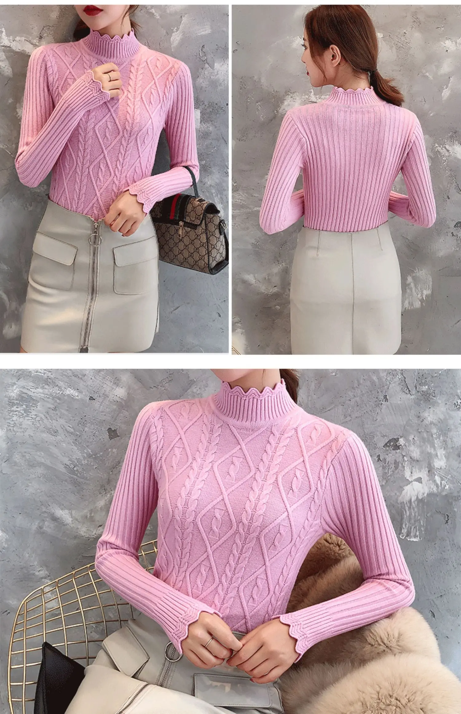 Полувысокий воротник свитер, Женский Фитнес короткий, утолщенная Западная нижняя рубашка, облегающая трикотажная рубашка