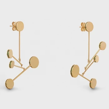 

S925 Colorful Zircon Geometri Dangle Earrings Gold Plated Micro Cubic Zirconia Stones Cuff Earrings for Women Lady Jewelry