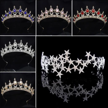 

Luxury Crystal Star Hairbands Rhinestone Bridal Tiaras and Crowns Headband Wedding Hair Jewelry Tiara Queen Headbands