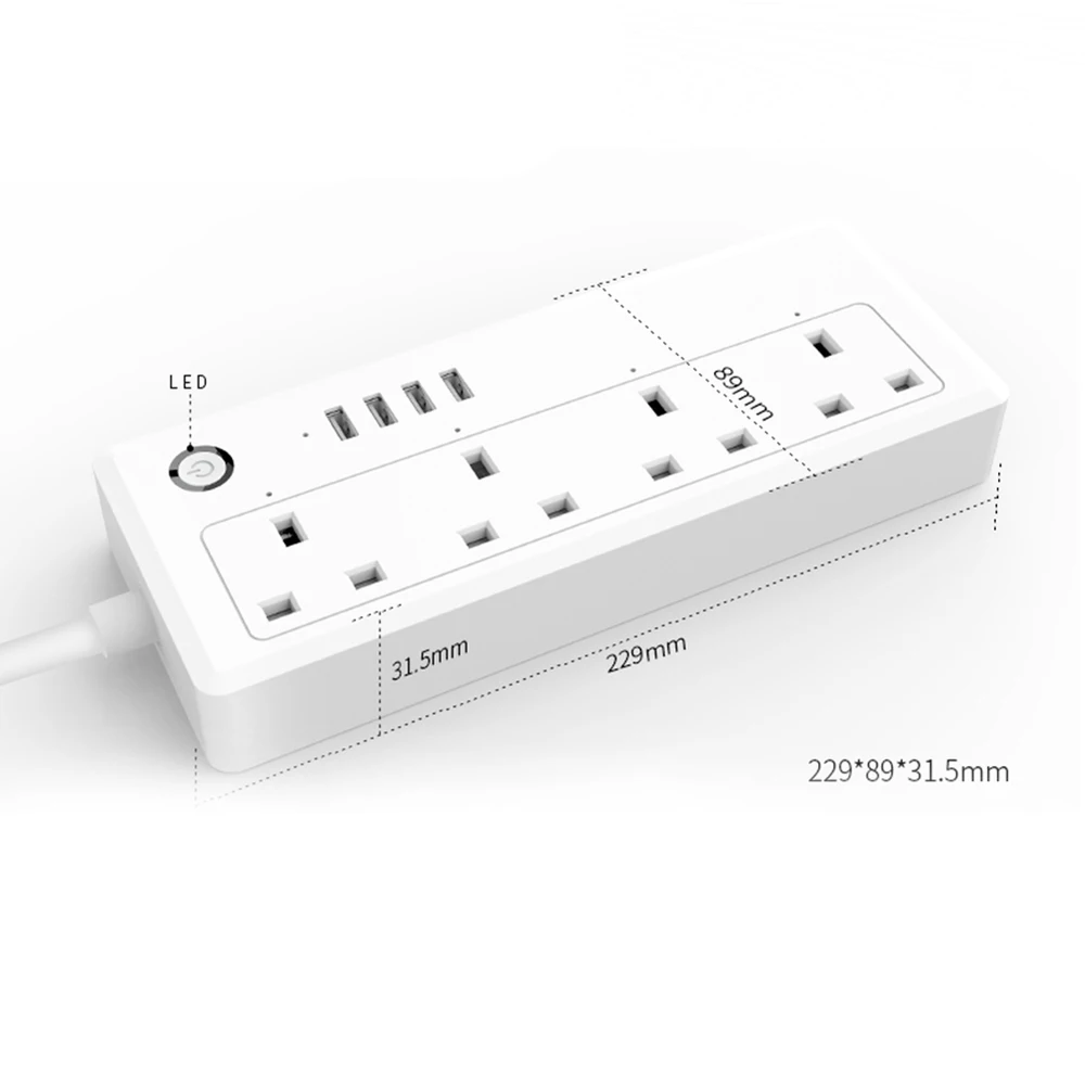 Вилка стандарта Великобритании для USB Wifi умная линейка розетка, совместимая с Alexa Google Mini IFTTT Smart Life APP