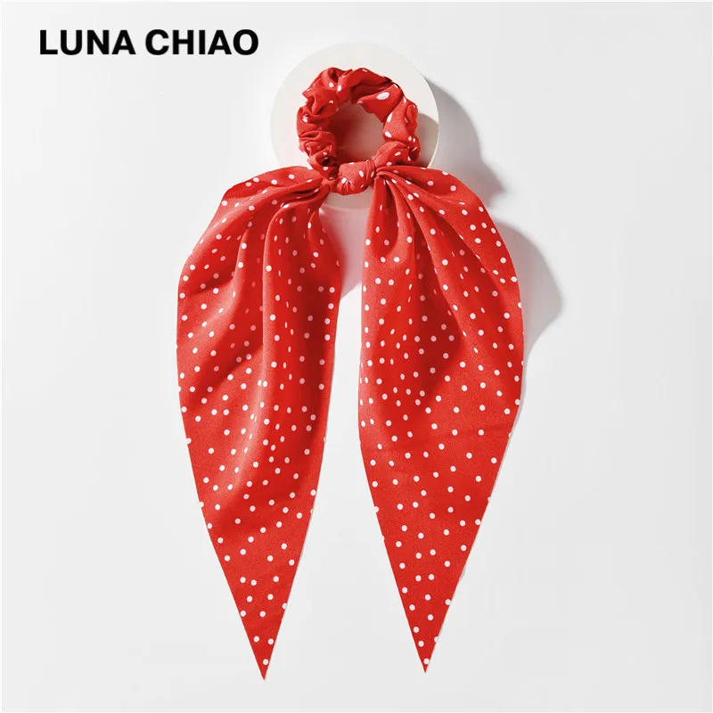 LUNA Чао Для женщин моды волосы одежда для купания в горошек печатных ткань, "конский хвост", шарф для головной убор - Цвет: Red