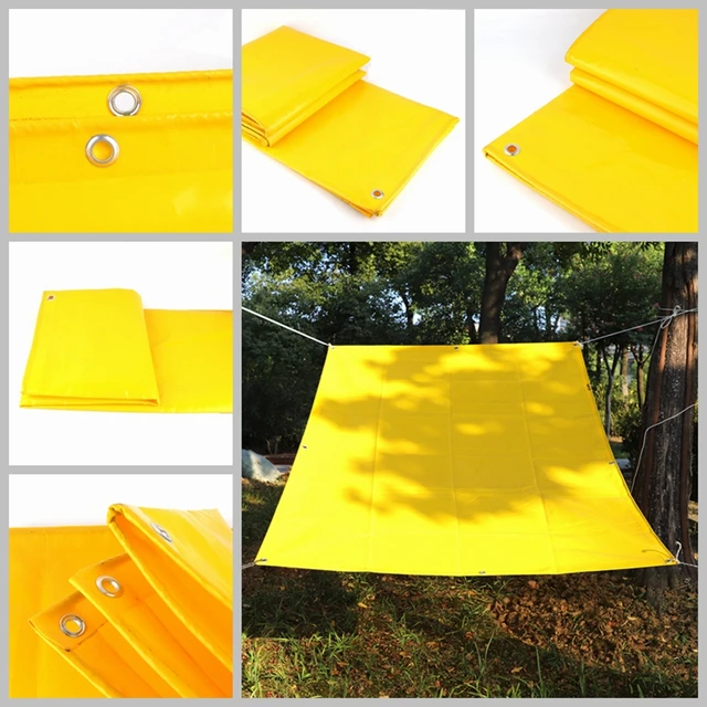 Vastagság 0,45 Mm Sárga Pvc Tarpaulin Esőálló Ruhával Napfényes Napzók Kerti Udvari Teherautó Vízálló Kendő - Image 2