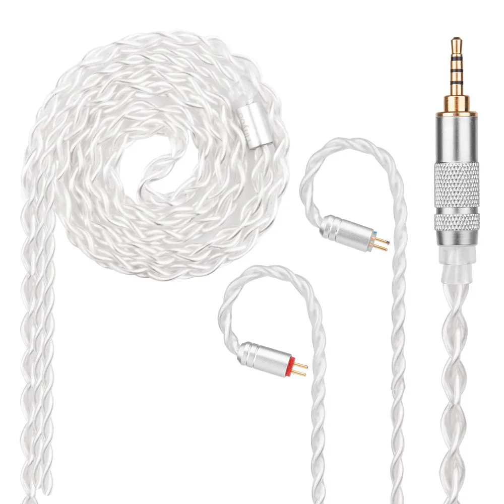 HOT! Yinyoo 7N Pure Silver Cable 2.5/3.5/4.4mm Balanced Cable With MMCX/2pin Connector For LZ AS10 ZS10 C10 C16 C12 V80 V90