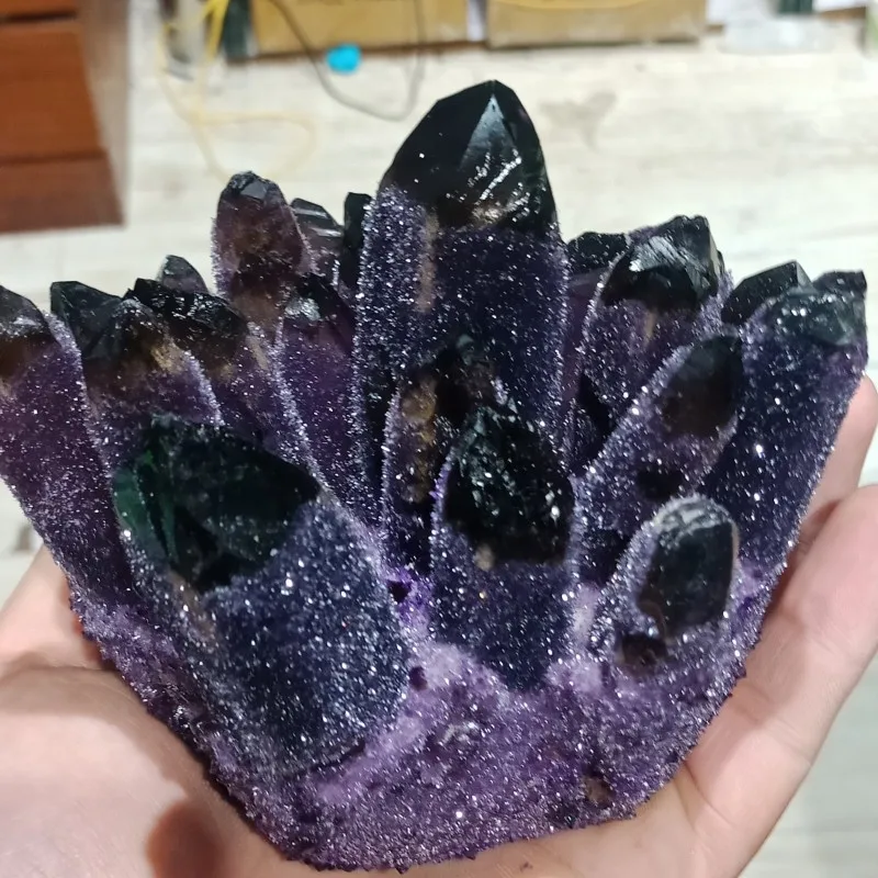 DHXYZB 700-1550g natural Amethyst cluster raw stones geode reiki healing quartz crystal minerals gemstone remove negative energy