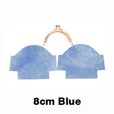 8cm-Blue WUTA «сделай сам» из натуральной кожи; Женские ботинки в ретро-стиле кошелек комплект полуфабрикатов Craft подарок ручной работы из козьей кожи леди, с металлической застежкой, кошелек для монет - Color: 8cm-Blue
