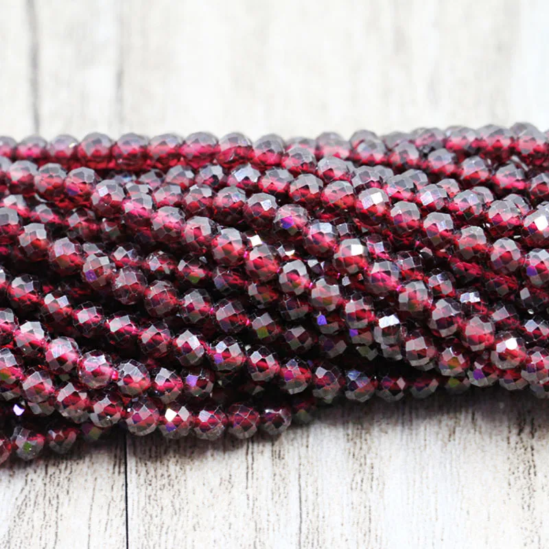 Natural Red Stone Beads Top Quality Loose Round Faceted Garnet Crystal Bead 2 3 4mm for Making Necklace Bracelet Jewelry | Украшения и