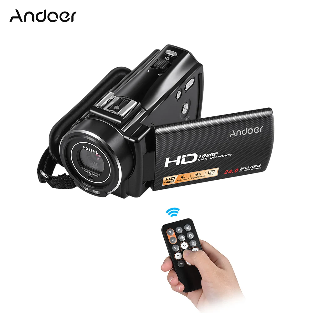 Andoer HDV-V7 PLUS 1080P Full HD 24MP Портативная Домашняя Цифровая видеокамера с дистанционным управлением и инфракрасным ночным видением