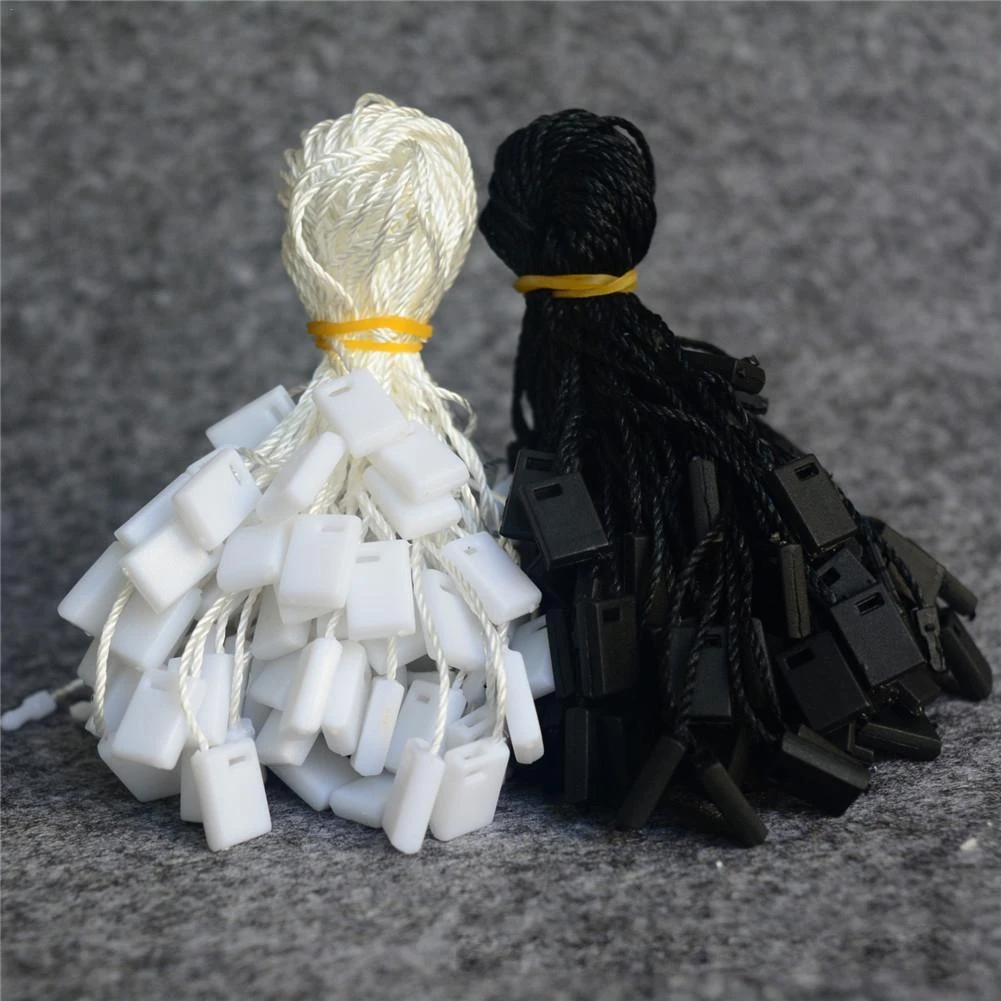 1000Pcs Clothing Hang Tag String Nylon Black Rope with Push Locker