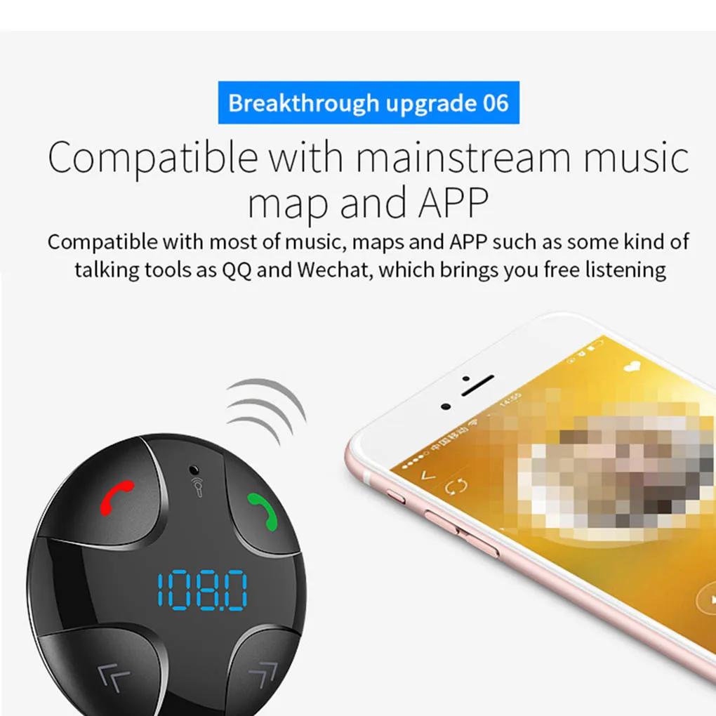 Беспроводной Bluetooth 4,2 Handsfree автомобильный комплект fm-передатчик Автомобильный MP3-плеер двойной USB зарядное устройство