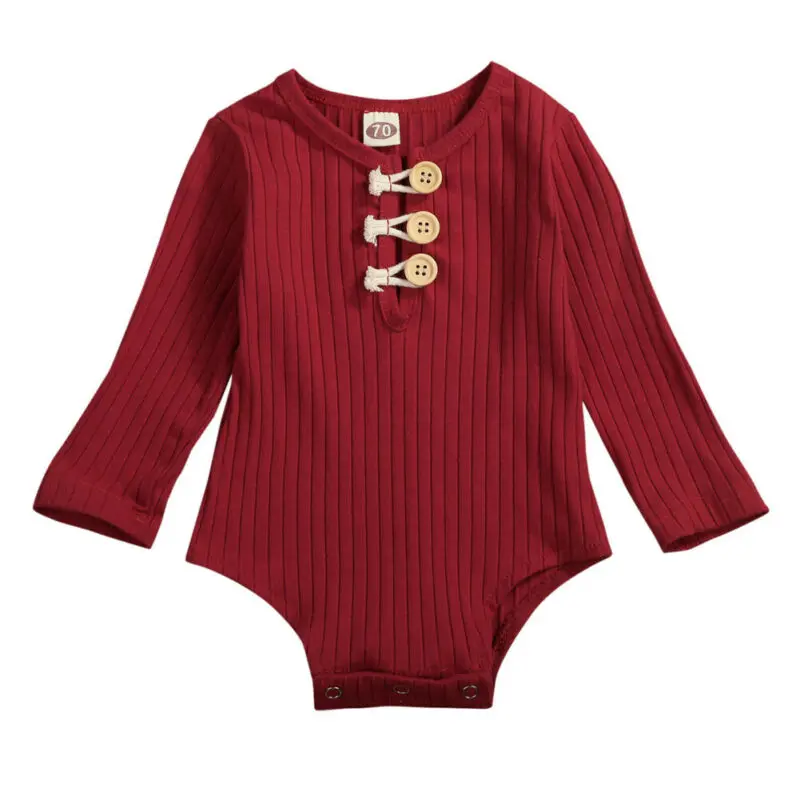 

Baby Bodysuit 2020 New Newborn Infant Baby Boy Girl Clothes Ribbed Jumpsuit Cotton Long Sleeve Solid Button Playsuit 0-18M