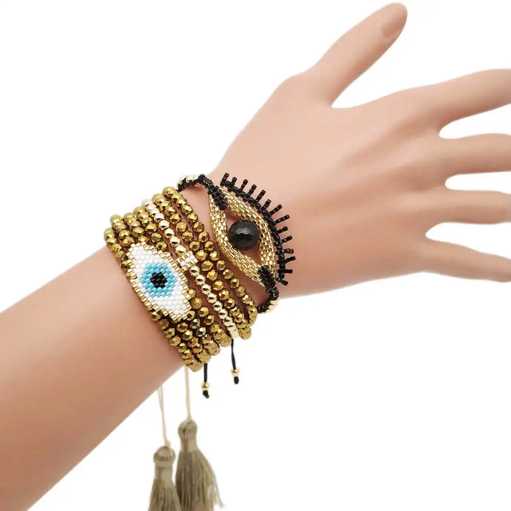 Go2boho браслет от сглаза женский Delica MIYUKI мужской браслет в стиле панк турецкий глаз Pulseras Mujer летние пляжные ювелирные изделия с кристаллами