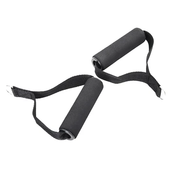 

2X Black Rope Cable Attachment Handle Grip Resistance Fitness Training Strap