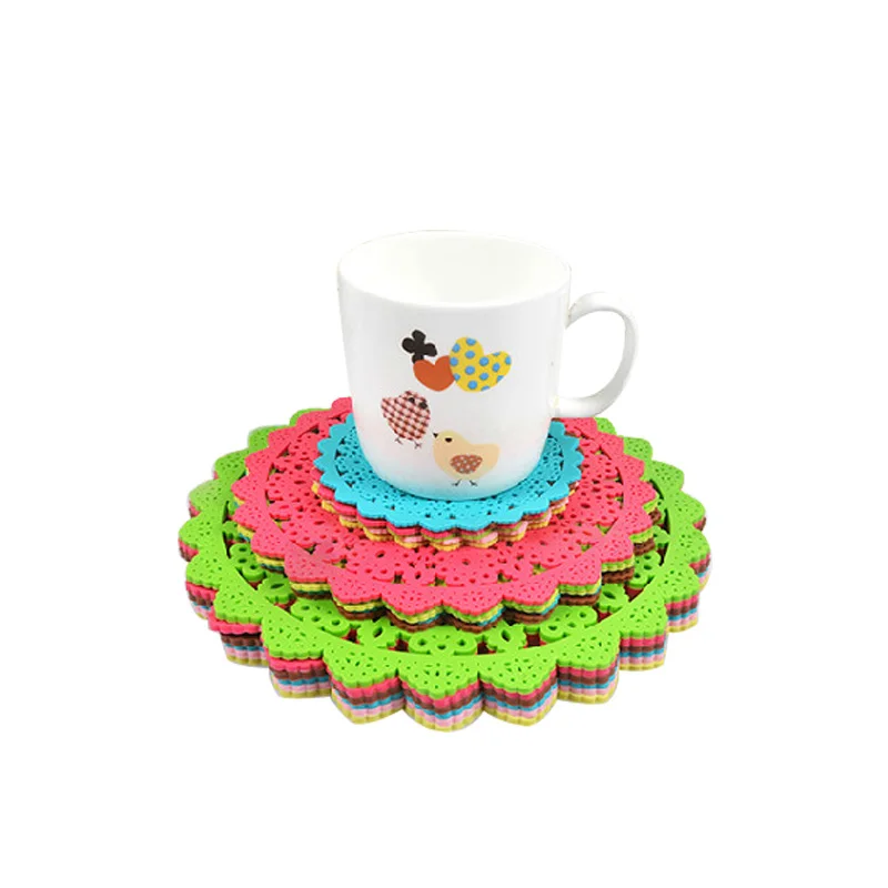 2 шт./лот силиконовые коврики для чашек в стиле ретро кружевной коврик чаши и