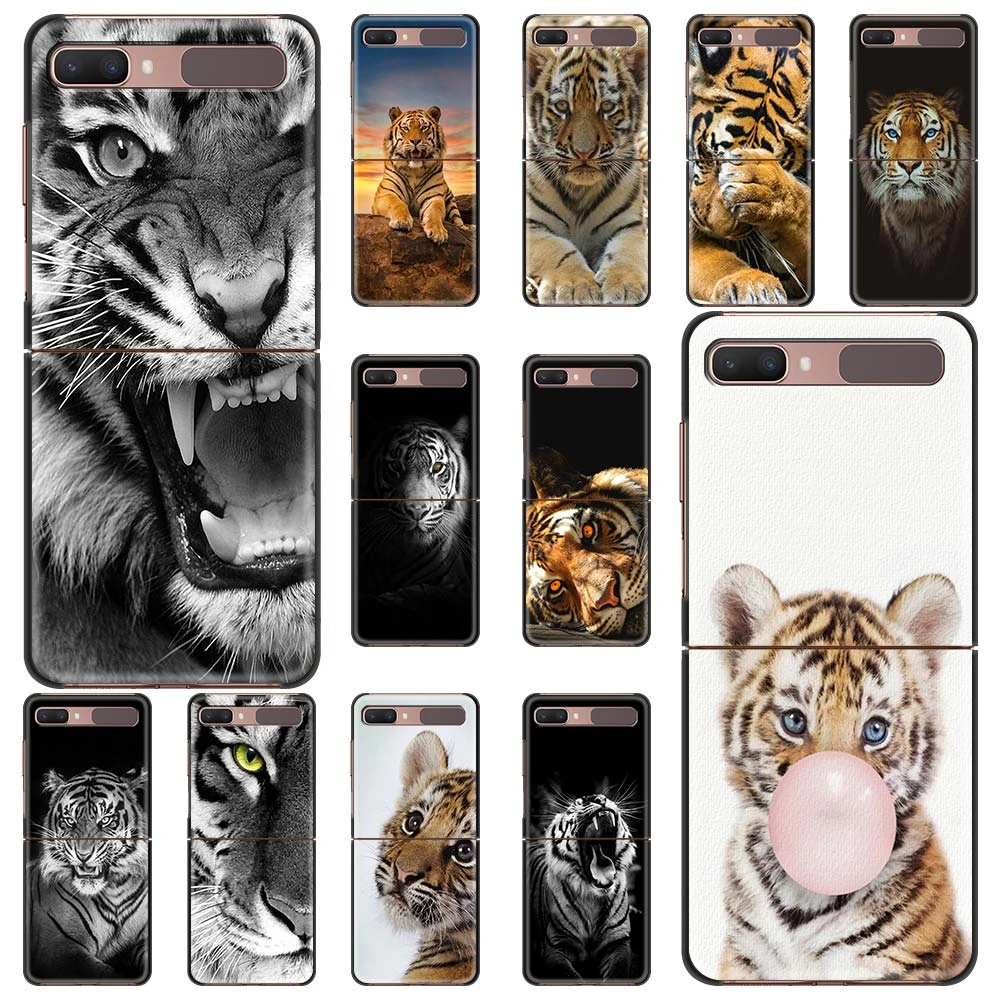 Animal Tiger Funny Smartphone Case For Samsung Galaxy Z Flip3 5G z flip Cover PC Shell Black Fundas Hard Coque samsung galaxy z flip 3 5g case