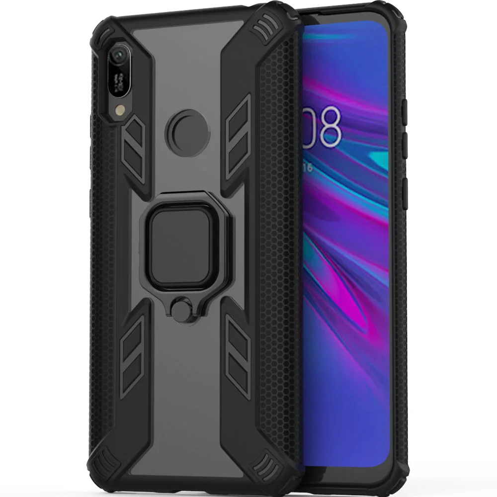 Черный Для huawei honor 8A чехол магнитный автомобильный держатель кольцо подставка прозрачный ТПУ+ PC Броня чехол на huawei honor 8A JAT-LX1 8 A honor 8A чехол - Цвет: Черный