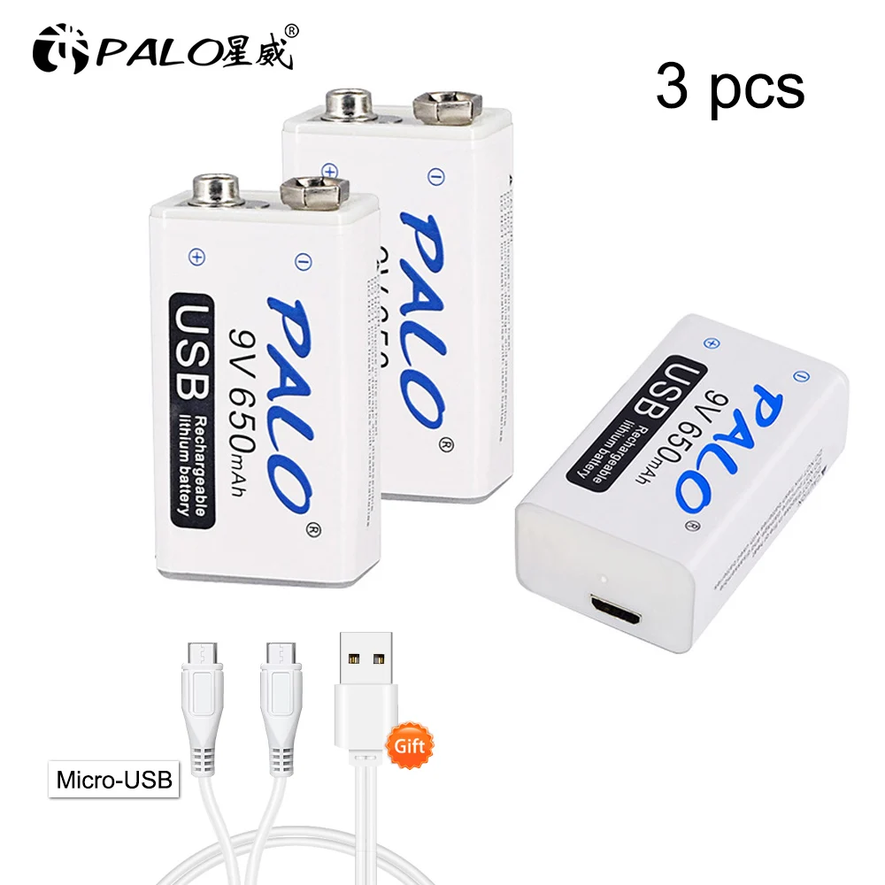 9V литий-ионная аккумуляторная батарея 6F22 650mAh батарея 9v литиевая батарея для игрушки пульт дистанционного управления KTV мультиметр микрофон с usb - Цвет: 3pcs