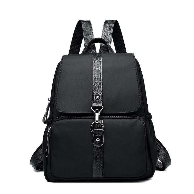 Элегантные женские нейлоновые рюкзаки Mochila Feminina повседневные школьные рюкзаки для девочек большой емкости рюкзак Водонепроницаемый рюкзак для путешествий - Цвет: Black