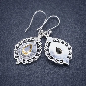 

Natural Citrine Handmade Unique 925 Sterling Silver Earrings 1.75" A2552