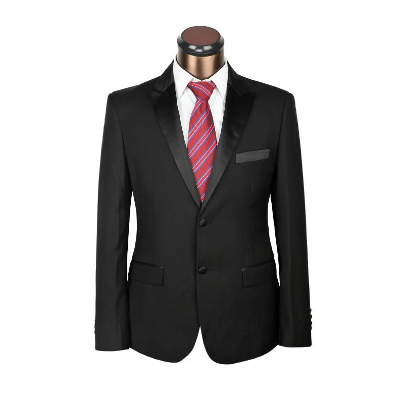 Черный классический однобортный костюм с пуговицами для жениха на свадьбу брюки + пиджак + галстук
