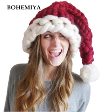 Вязаные красные женские рождественские шапки ручной работы, теплые зимние шапки, вечерние шапки для косплея на Хэллоуин, забавные шапки H5