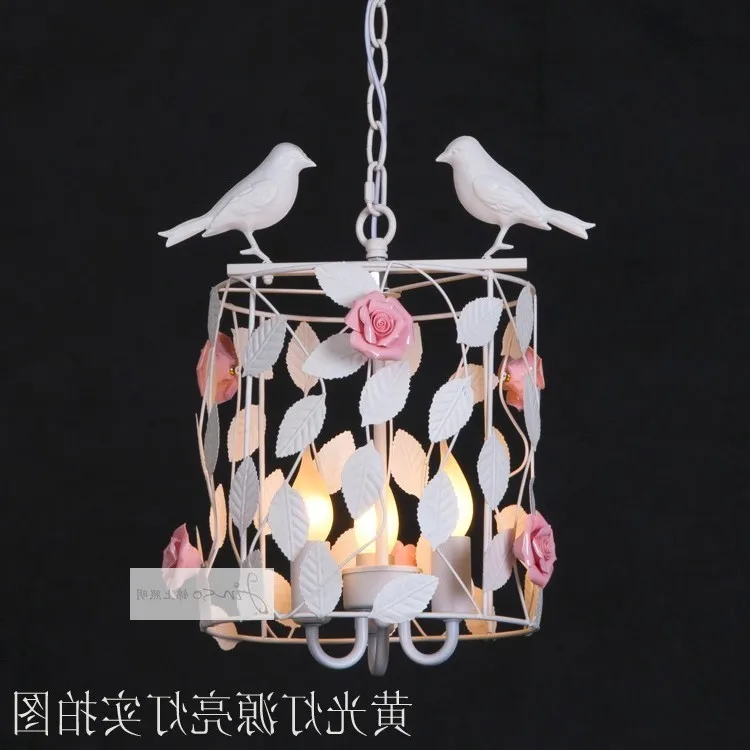 

Korean Black White Iron Bird Cage Flower Pendant Light Restaurant Kitchen Bedroom Bedside Lamp Bar Hanging Light E27 hanglamp