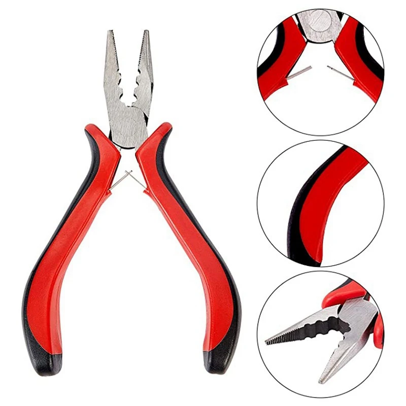 1 Pack 45 Steel Jewelry Bead Crimper Tools Crimping Press Plier for Jewelry Making Red network wire tester