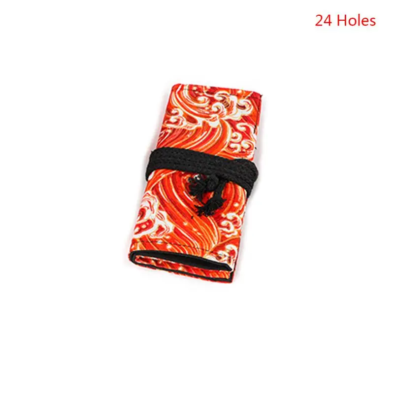 24 holes OOTDTY 12/24/36/48/72 Отверстия холстяная рулон карандаш для макияжа Шторы Карандаш сумка чехол для хранения косметических принадлежностей - Цвет: 24 holes