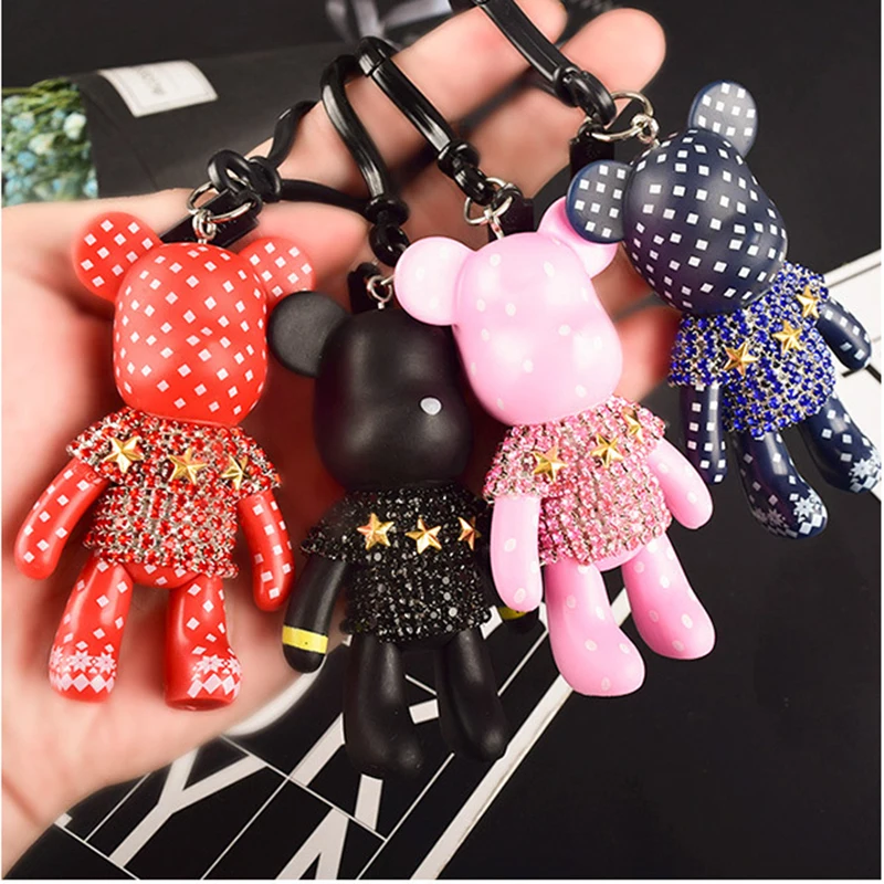 Милый мультяшный брелок Bomgom Bear DIY ремесленные стразы кожаный ремешок цепочка для