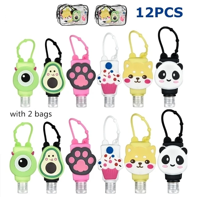 12pcs Portable Cartoon Silicone Mini Hand Sanitizer Refillable Spilt Bottles Detachable Cover Soap Dispenser Containers for Kids | Дом и сад